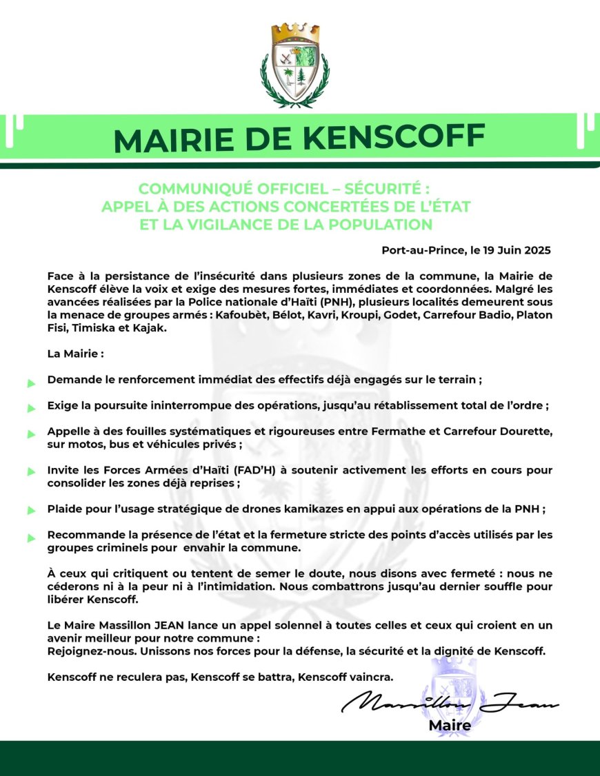 Kenscoff : la Mairie appelle l'État central à prendre des mesures fortes face à l'insécurité