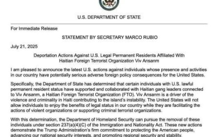 Les États-Unis annoncent des actions de déportation contre des migrants liés à Viv Ansanm