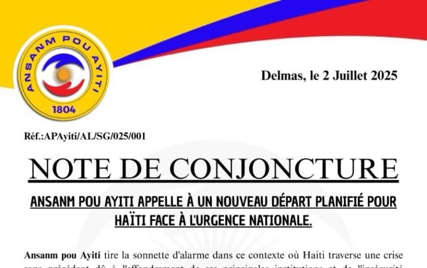 Transition en péril : Ansanm Pou Ayiti tire la sonnette d’alarme