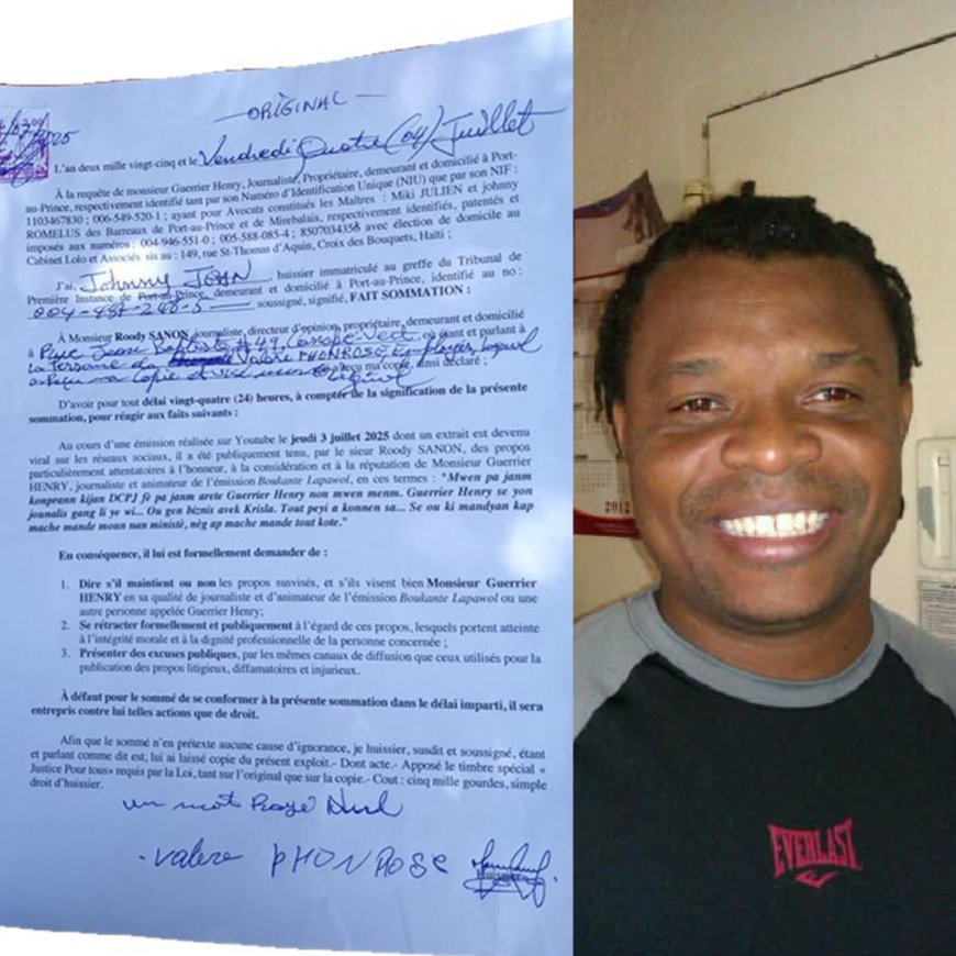 Rudy Sanon sommé de présenter des excuses publiques pour diffamation